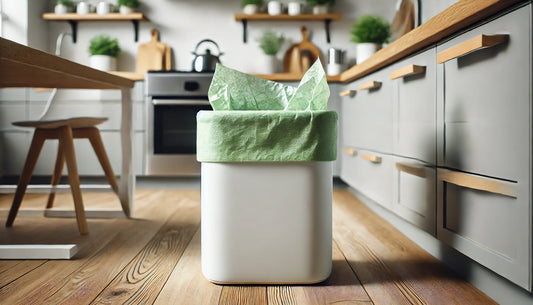Image of a Compostable Trash Bag that Represents Green Biodegradable Kitchen Products