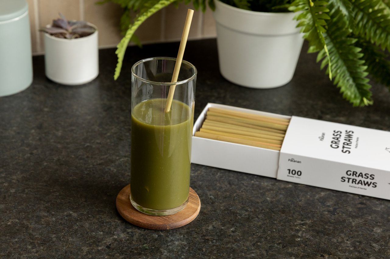 EcoNest Kitchen's 100 Grass Straws - Biodegradable and Eco-Friendly Alternative to Plastic Straws