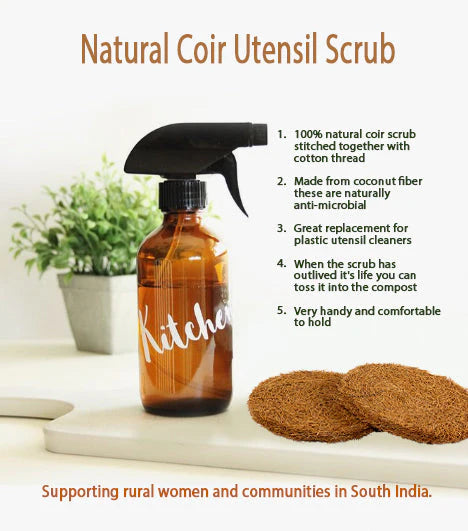 Coconut Coir Utensil and Dish Washing Pads/Scrubs (6 pack/12 pack)