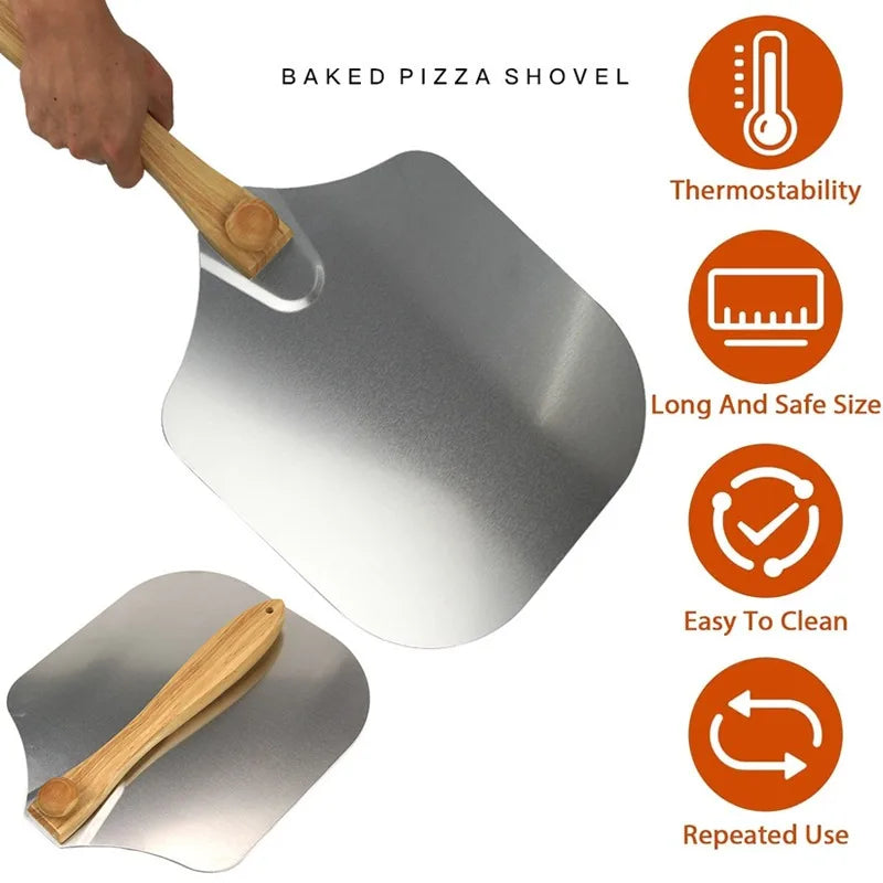 EcoNest Kitchen Pizza Oven Accessories Set featuring stainless steel pizza wheel, oven brush, rocker cutter, and peel shovel