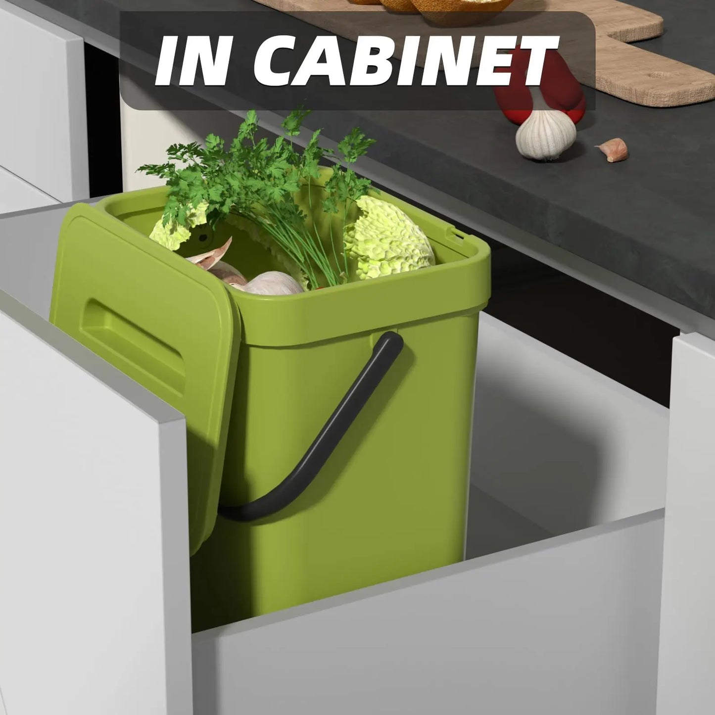 EcoNest Kitchen Odor-Free Countertop Compost Bin - Rectangular Food Waste Basket