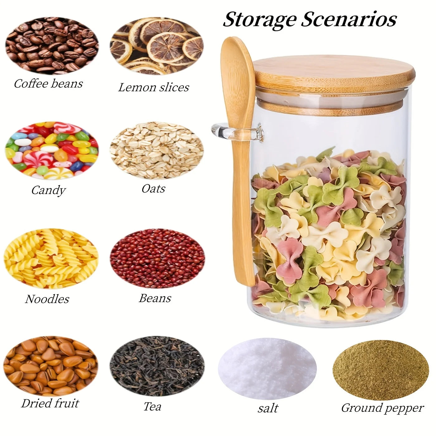 EcoNest Kitchen’s 18oz Airtight Glass Jars are a blend of functionality and style, perfect for storing a variety of small foods. With bamboo lids ensuring freshness and built-in spoons for convenience, these jars make kitchen organization effortless and eco-friendly.