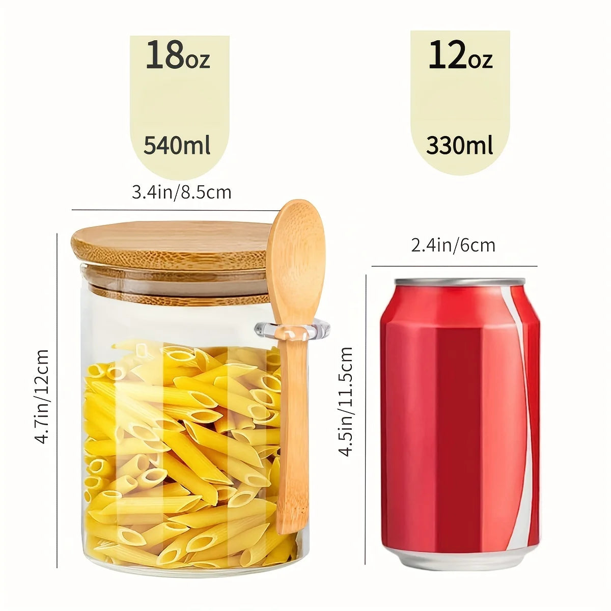 EcoNest Kitchen’s 18oz Airtight Glass Jars are a blend of functionality and style, perfect for storing a variety of small foods. With bamboo lids ensuring freshness and built-in spoons for convenience, these jars make kitchen organization effortless and eco-friendly.