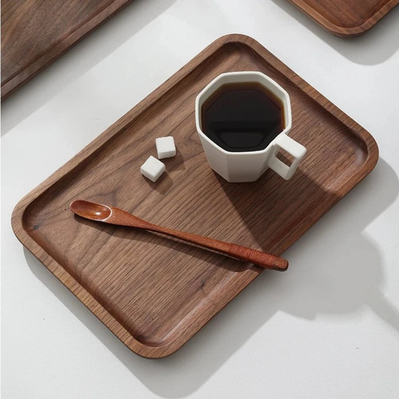 EcoNest Natural Walnut Tray - Japanese Style Wooden Serving Tray