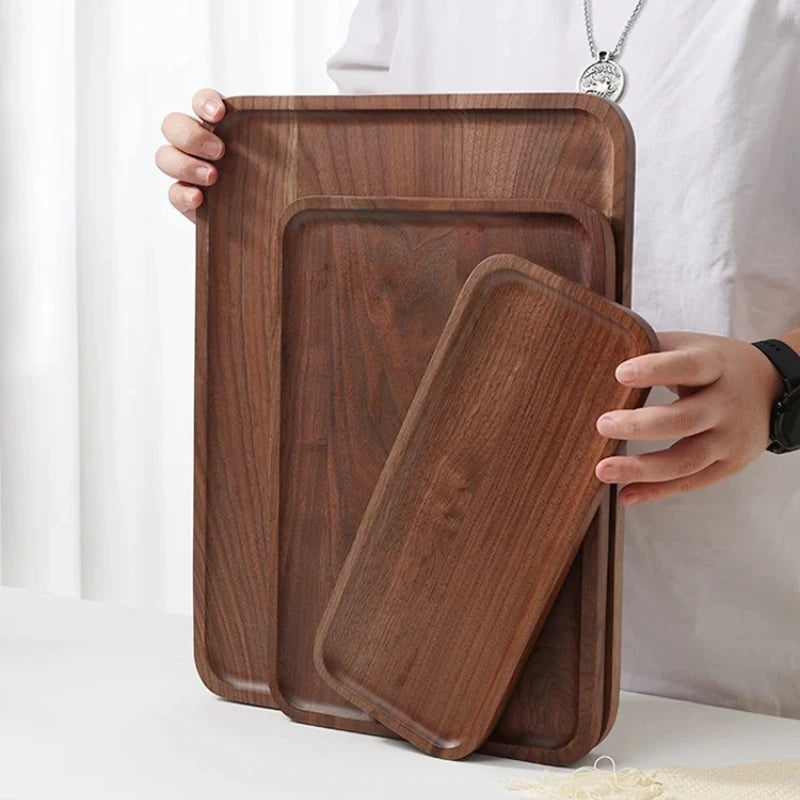 EcoNest Natural Walnut Tray - Japanese Style Wooden Serving Tray