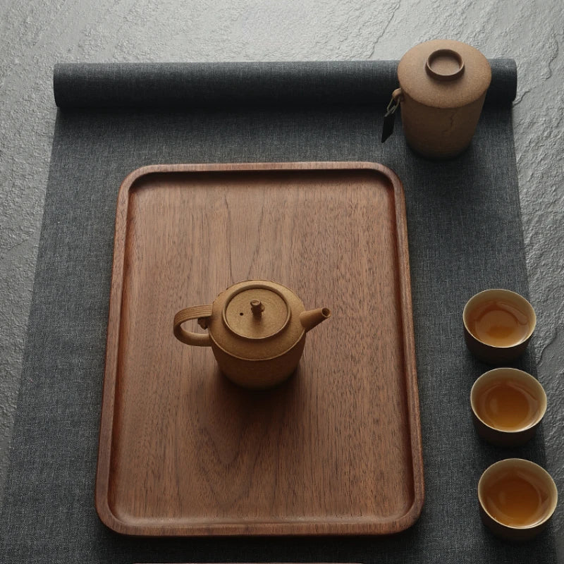 EcoNest Natural Walnut Tray - Japanese Style Wooden Serving Tray