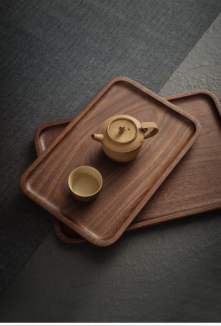 EcoNest Natural Walnut Tray - Japanese Style Wooden Serving Tray