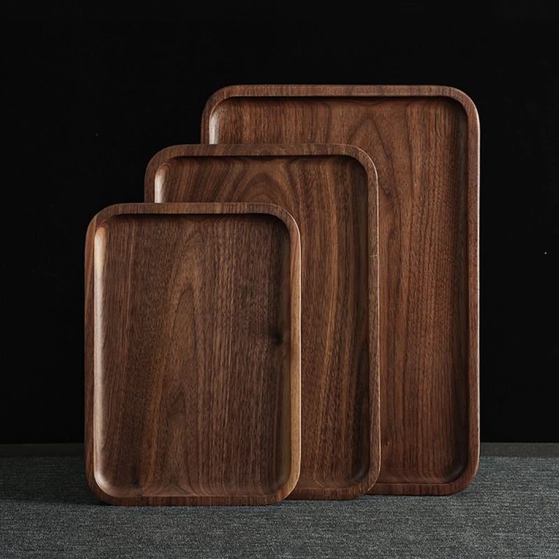 EcoNest Natural Walnut Tray - Japanese Style Wooden Serving Tray