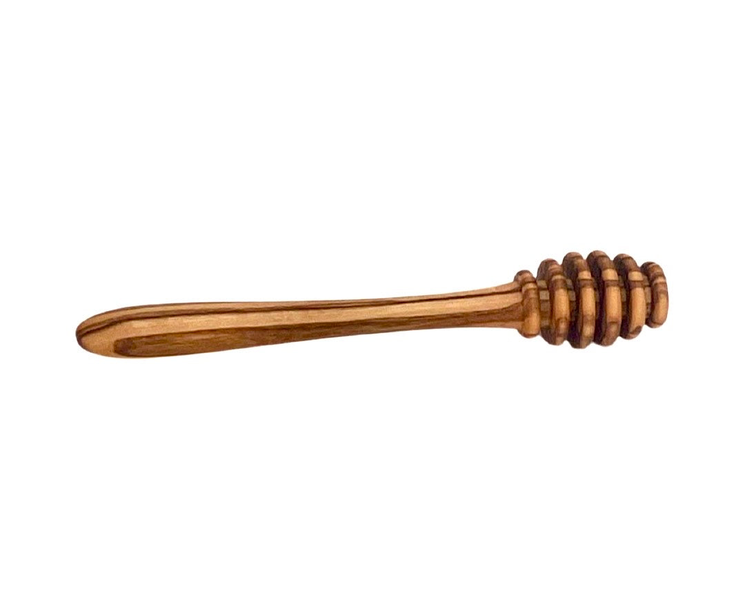 Elegant Olive Wood Honey Spoon, 6 inches long, smooth finish, eco-friendly, perfect for serving honey.