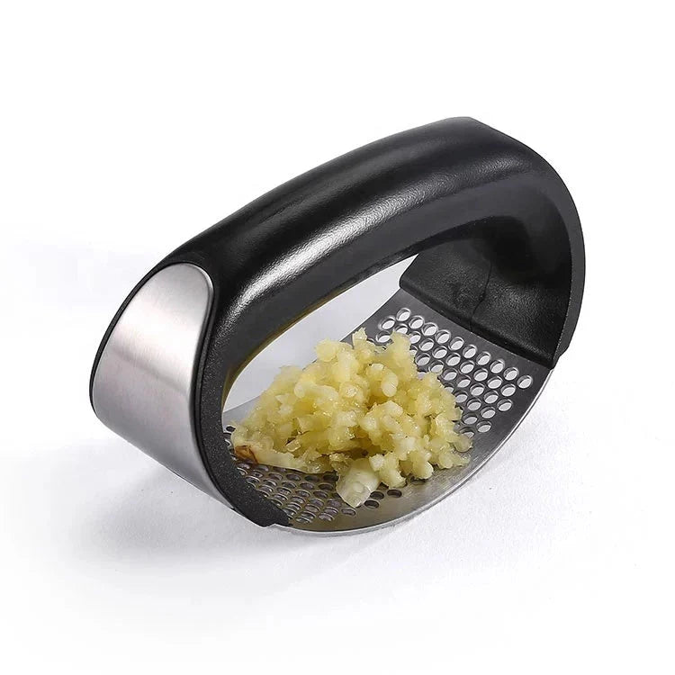 NEW INNOVATIVE ROCKING GARLIC PRESS. This new garlic press with an arc shape and comfortable handle design makes squeezing a breeze, even for those with weaker grip or small hands.