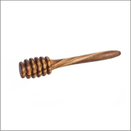 Elegant Olive Wood Honey Spoon, 6 inches long, smooth finish, eco-friendly, perfect for serving honey.