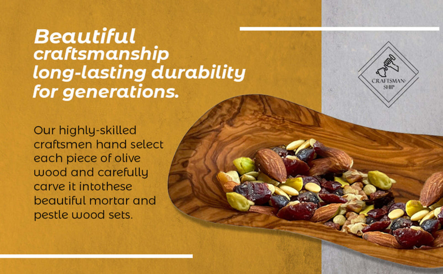 EcoNest Kitchen's Mediterranean Olive Wood Multi-Purpose Bowl - Handcrafted, Sustainable, Unique, Versatile Home and Kitchen Accessory