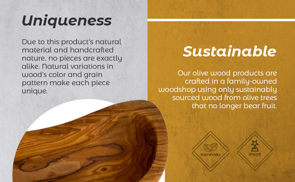 EcoNest Kitchen's Mediterranean Olive Wood Multi-Purpose Bowl - Handcrafted, Sustainable, Unique, Versatile Home and Kitchen Accessory