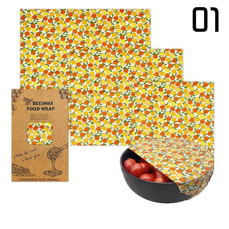 EcoNest 3-Piece Reusable Beeswax Wraps for Eco-Friendly Food Storage