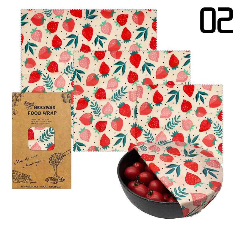 EcoNest 3-Piece Reusable Beeswax Wraps for Eco-Friendly Food Storage