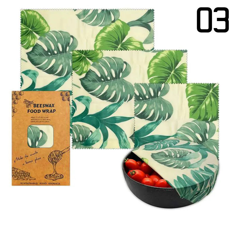 EcoNest 3-Piece Reusable Beeswax Wraps for Eco-Friendly Food Storage