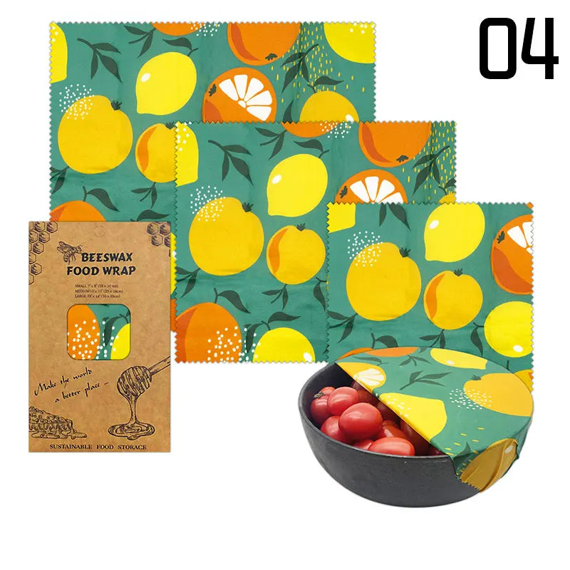 EcoNest 3-Piece Reusable Beeswax Wraps for Eco-Friendly Food Storage