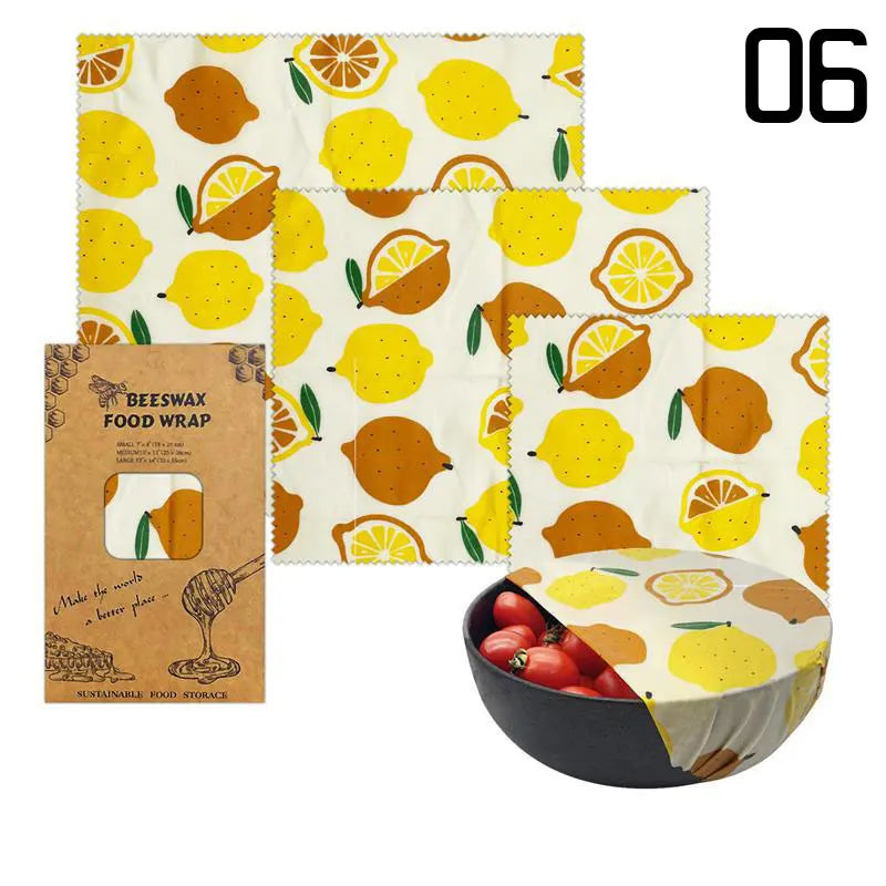 EcoNest 3-Piece Reusable Beeswax Wraps for Eco-Friendly Food Storage