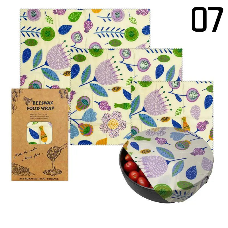 EcoNest 3-Piece Reusable Beeswax Wraps for Eco-Friendly Food Storage