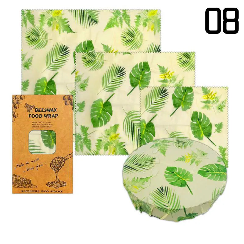EcoNest 3-Piece Reusable Beeswax Wraps for Eco-Friendly Food Storage