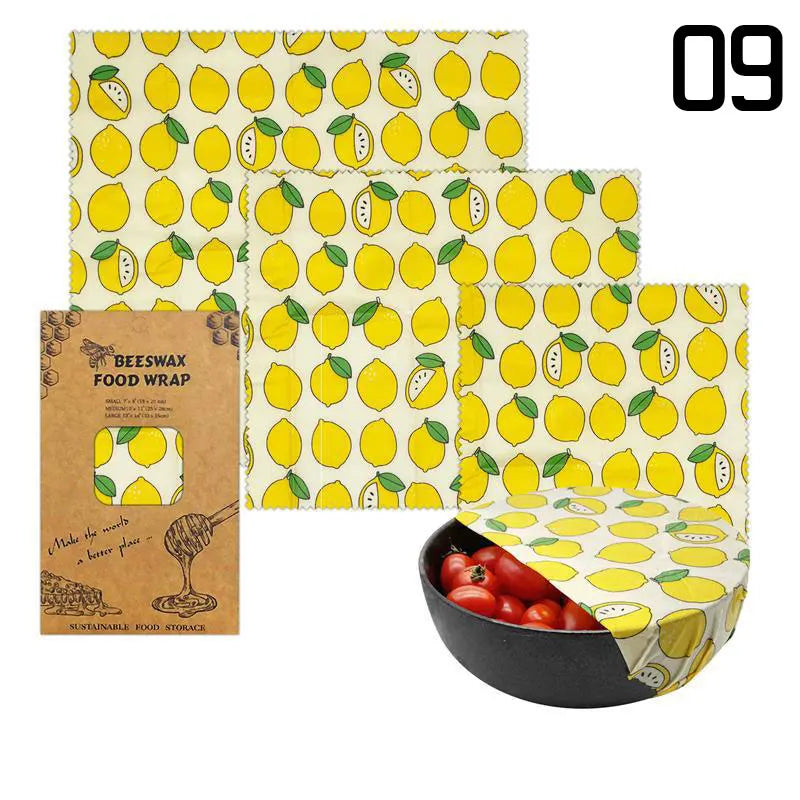 EcoNest 3-Piece Reusable Beeswax Wraps for Eco-Friendly Food Storage