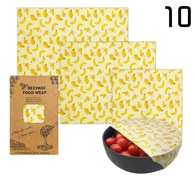 EcoNest 3-Piece Reusable Beeswax Wraps for Eco-Friendly Food Storage