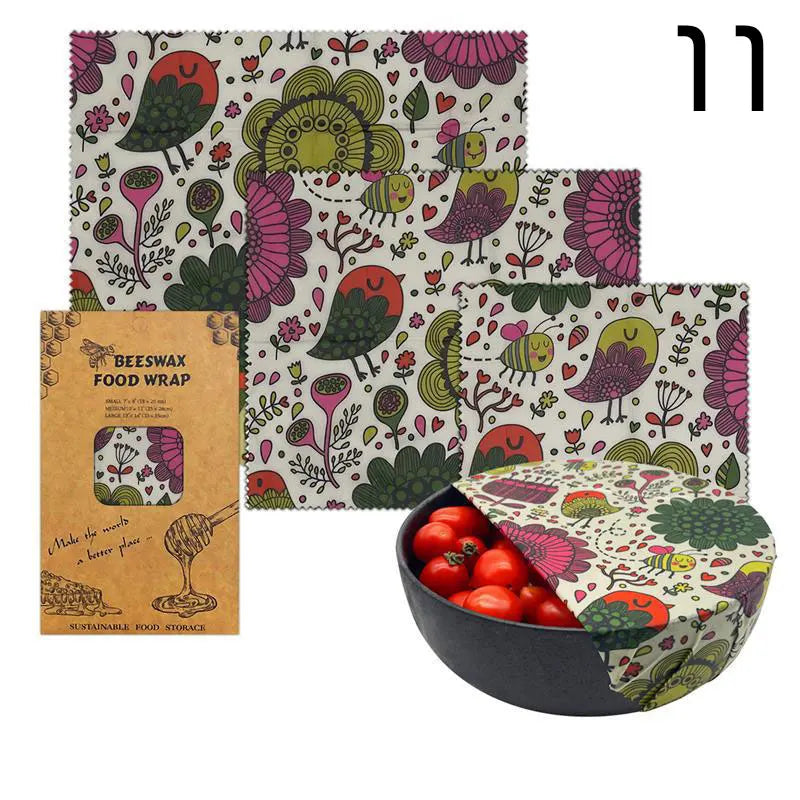 EcoNest 3-Piece Reusable Beeswax Wraps for Eco-Friendly Food Storage
