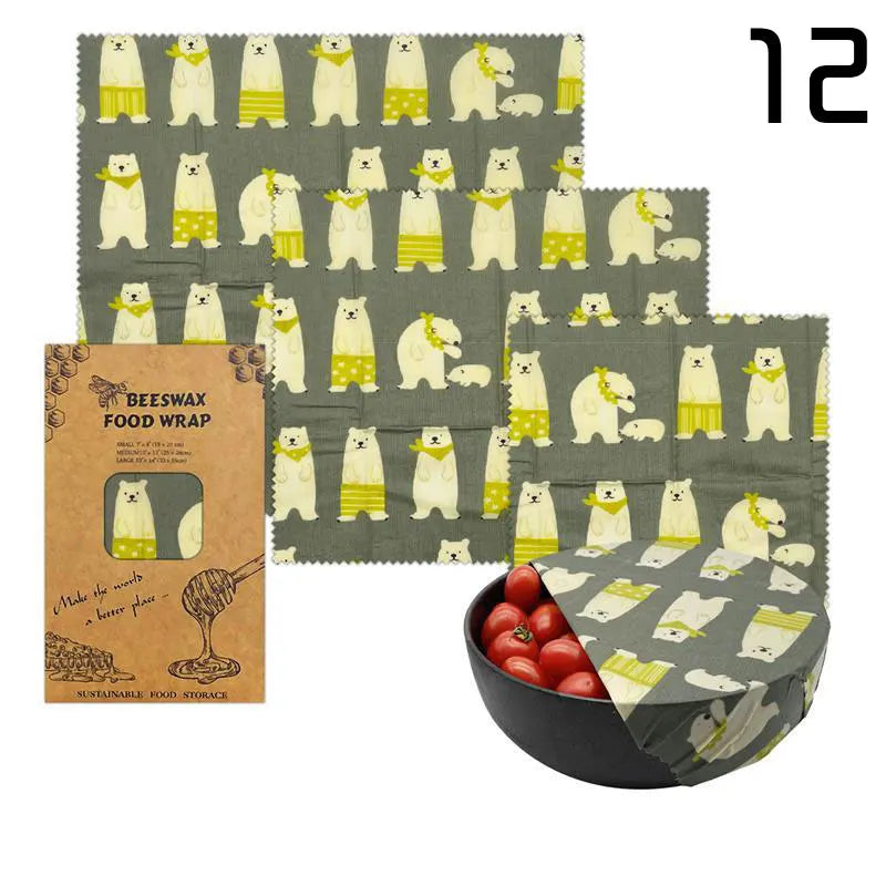 EcoNest 3-Piece Reusable Beeswax Wraps for Eco-Friendly Food Storage