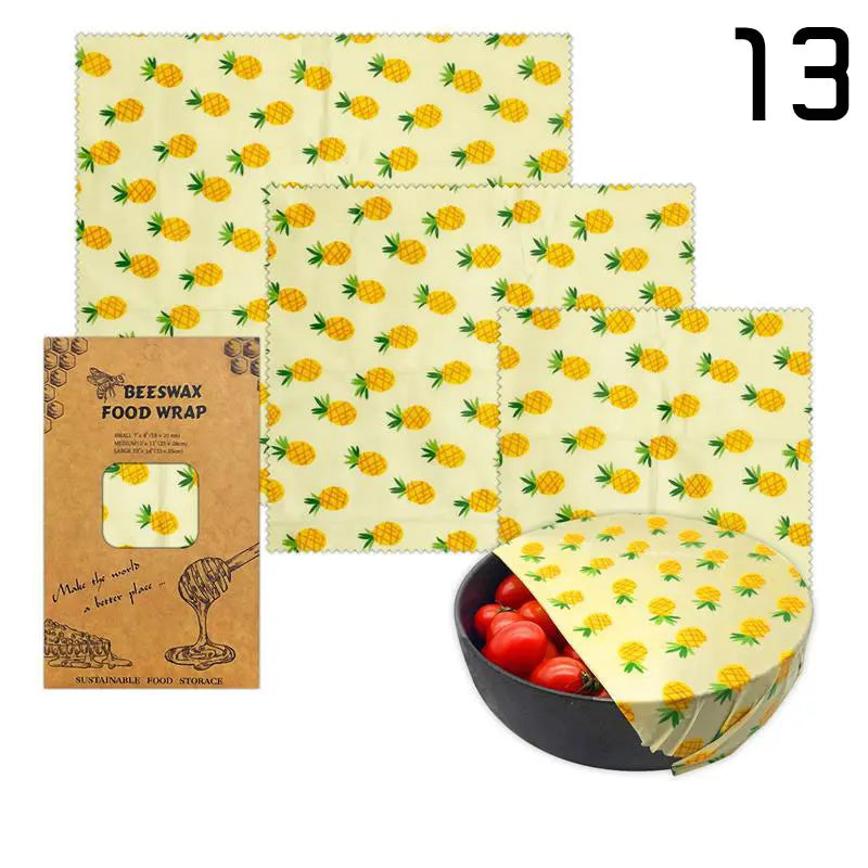 EcoNest 3-Piece Reusable Beeswax Wraps for Eco-Friendly Food Storage