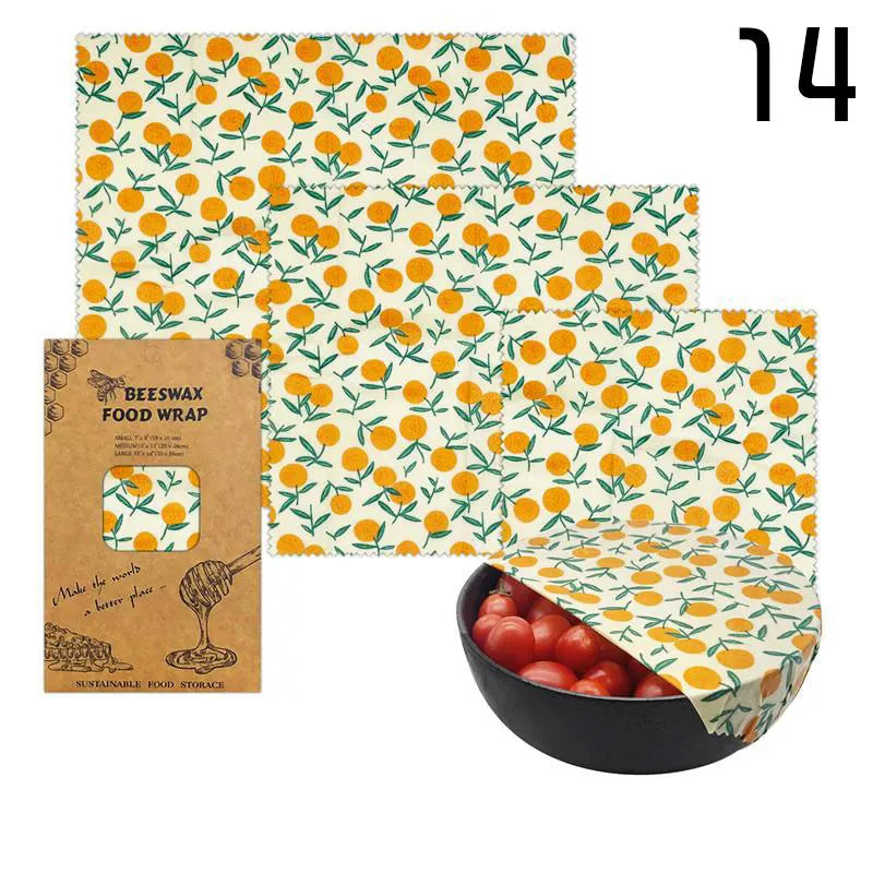 EcoNest 3-Piece Reusable Beeswax Wraps for Eco-Friendly Food Storage