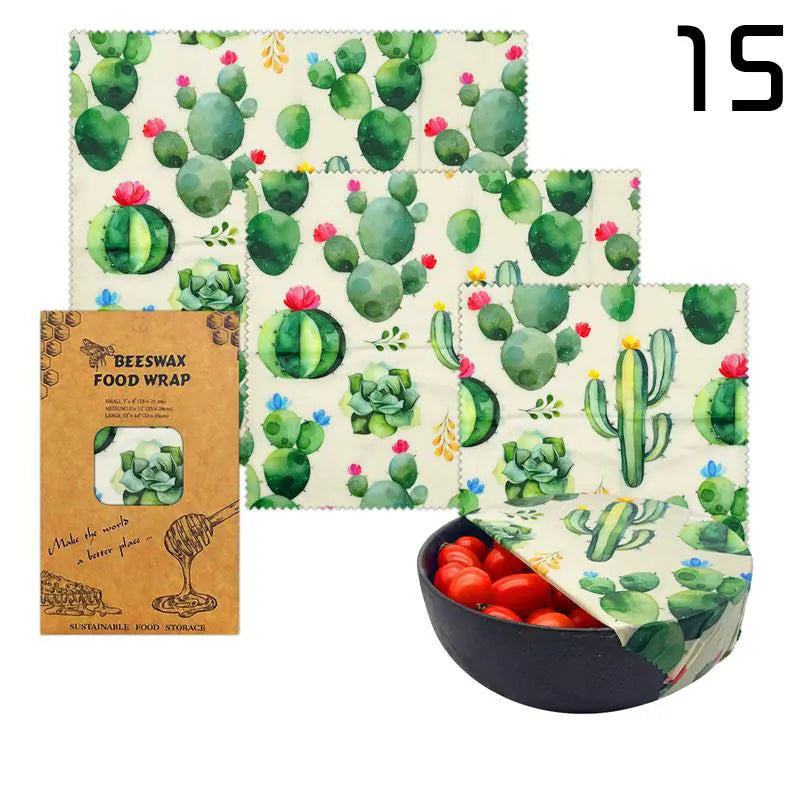EcoNest 3-Piece Reusable Beeswax Wraps for Eco-Friendly Food Storage