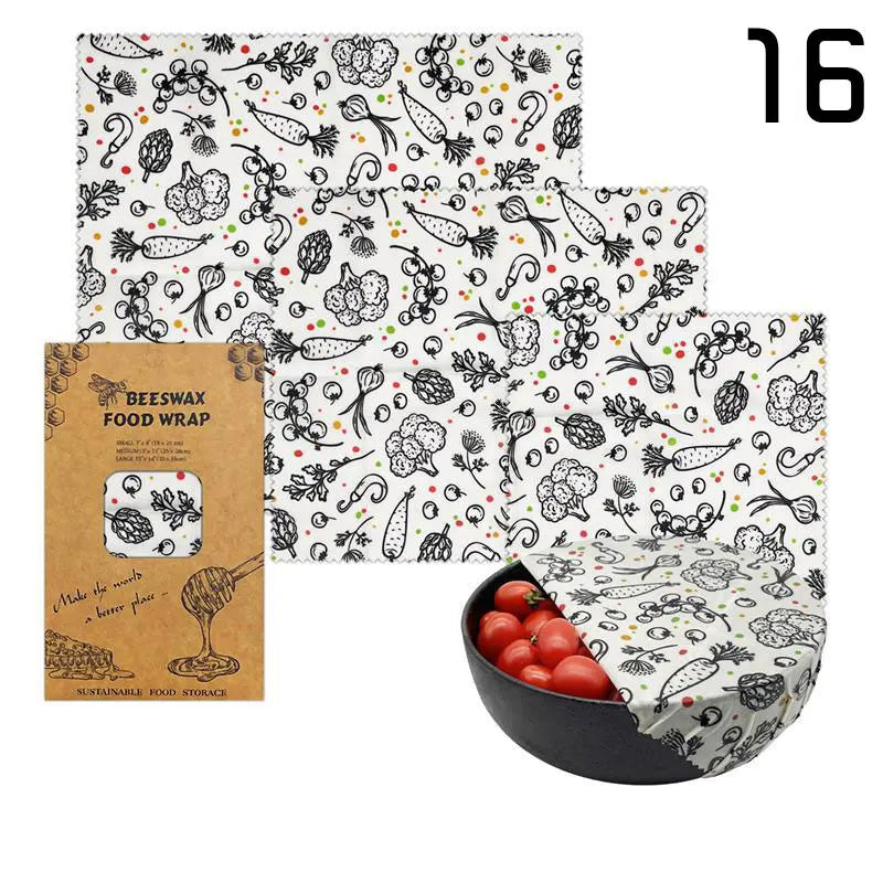 EcoNest 3-Piece Reusable Beeswax Wraps for Eco-Friendly Food Storage