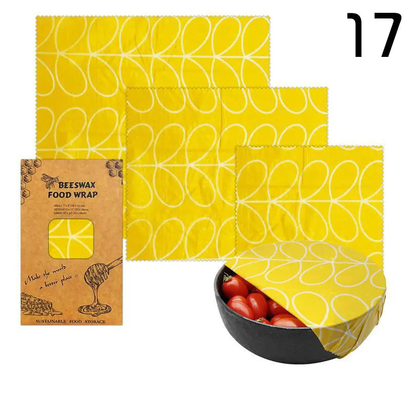 EcoNest 3-Piece Reusable Beeswax Wraps for Eco-Friendly Food Storage