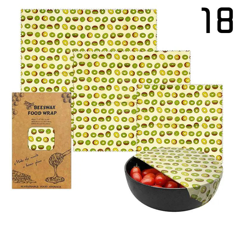 EcoNest 3-Piece Reusable Beeswax Wraps for Eco-Friendly Food Storage