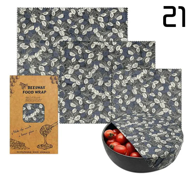 EcoNest 3-Piece Reusable Beeswax Wraps for Eco-Friendly Food Storage