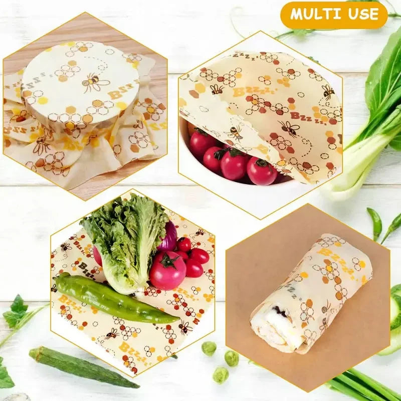 EcoNest 3-Piece Reusable Beeswax Wraps for Eco-Friendly Food Storage