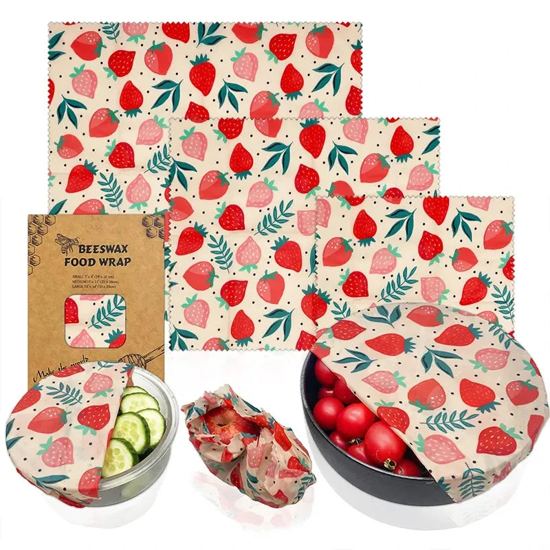 EcoNest 3-Piece Reusable Beeswax Wraps for Eco-Friendly Food Storage