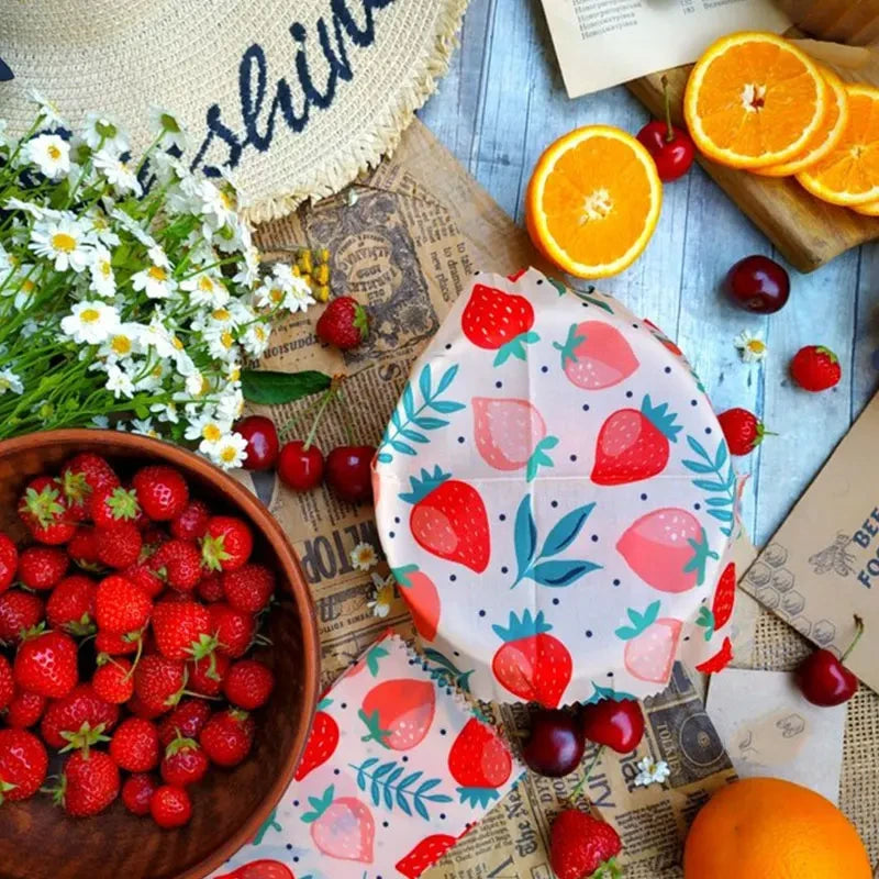 EcoNest 3-Piece Reusable Beeswax Wraps for Eco-Friendly Food Storage