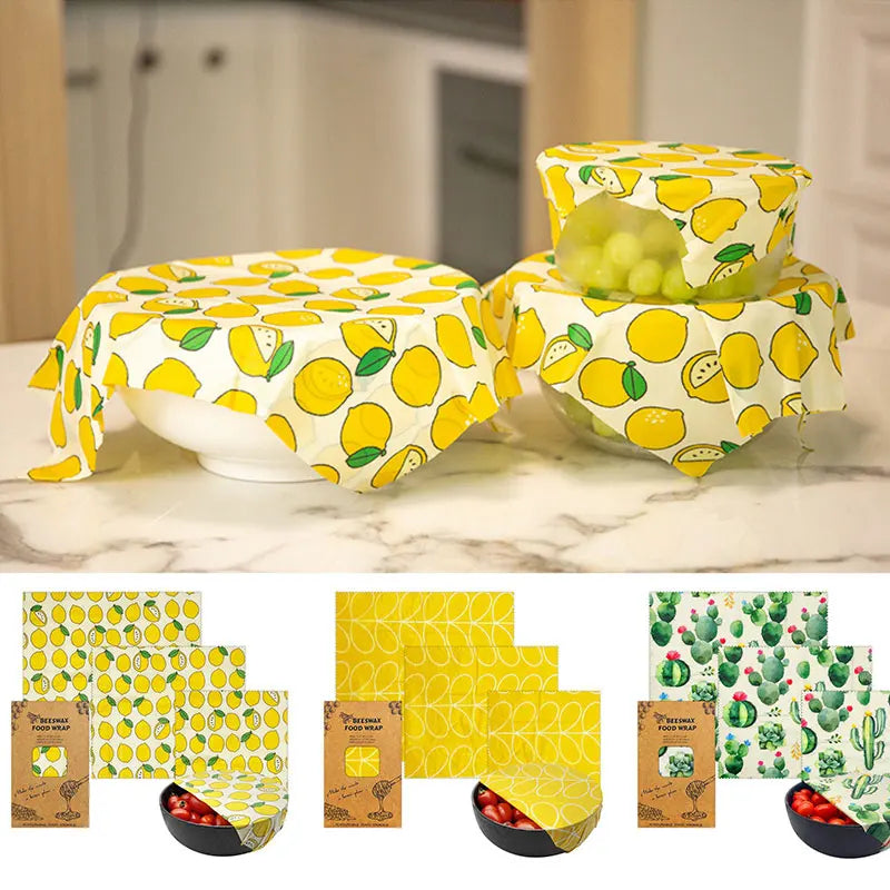 EcoNest 3-Piece Reusable Beeswax Wraps for Eco-Friendly Food Storage
