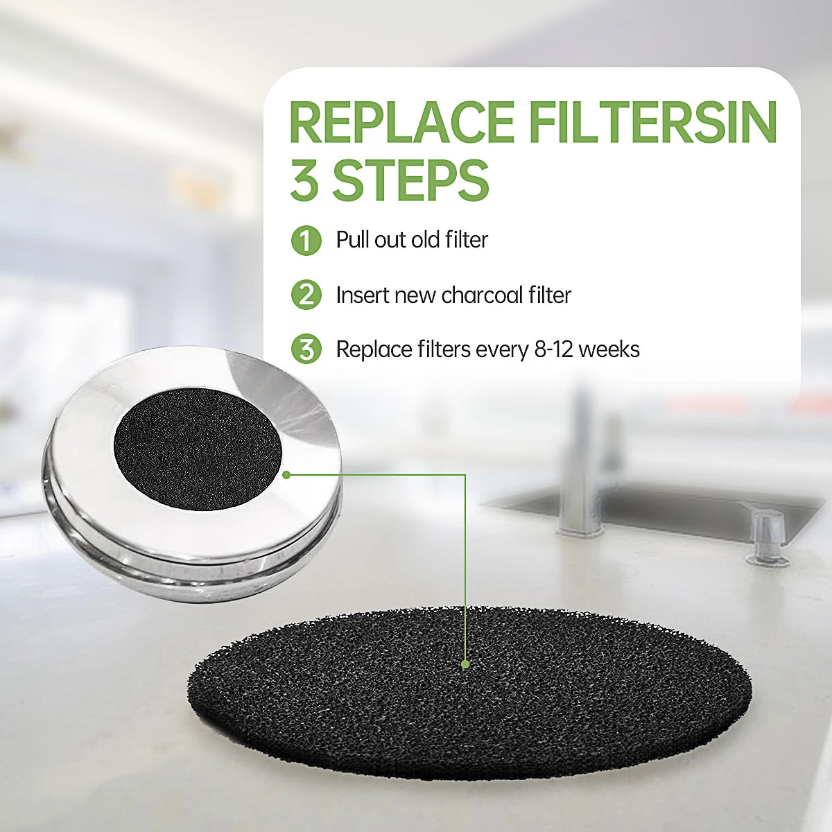 EcoNest Kitchen Activated Charcoal Compost Bin Filters – 12 Pieces