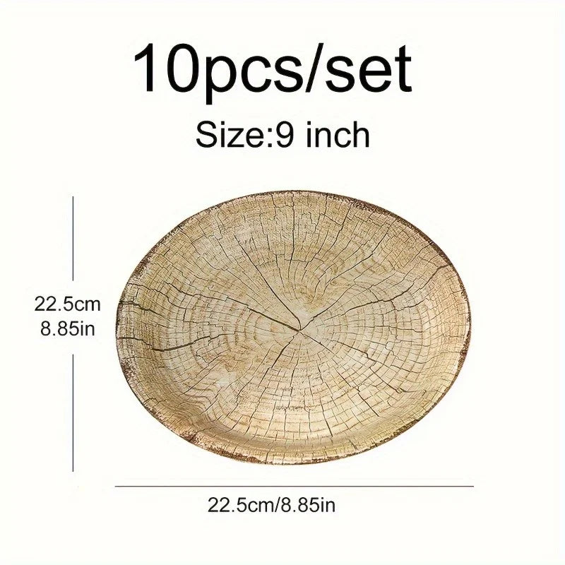 EcoNest Kitchen Eco-Friendly Disposable Plates – 10 Pcs Retro Design