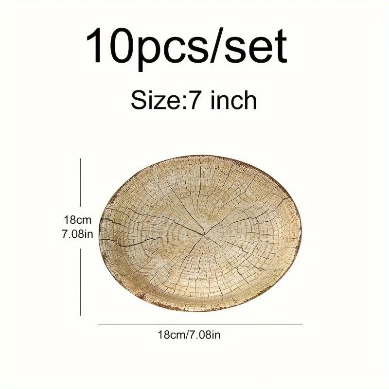 EcoNest Kitchen Eco-Friendly Disposable Plates – 10 Pcs Retro Design