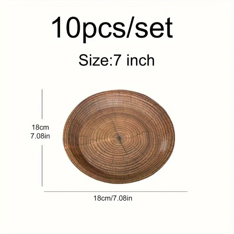 EcoNest Kitchen Eco-Friendly Disposable Plates – 10 Pcs Retro Design