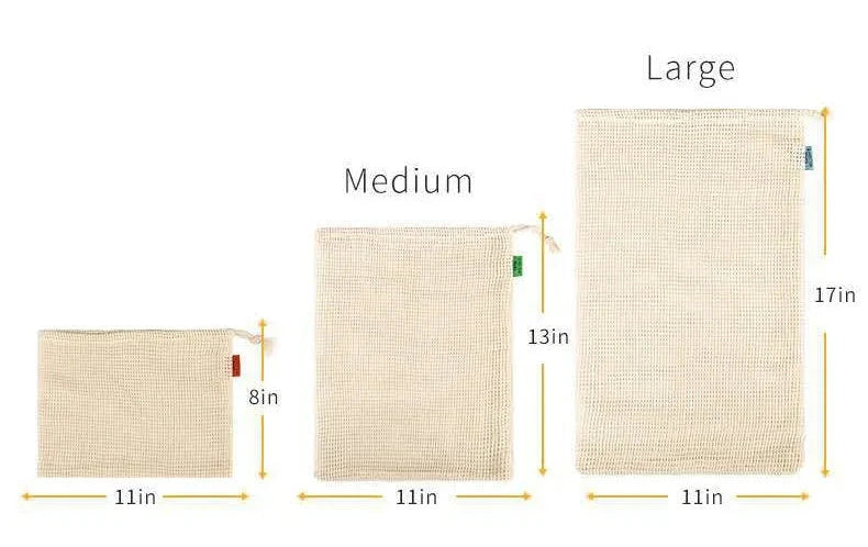 EcoNest Kitchen cotton mesh vegetable bags for produce storage