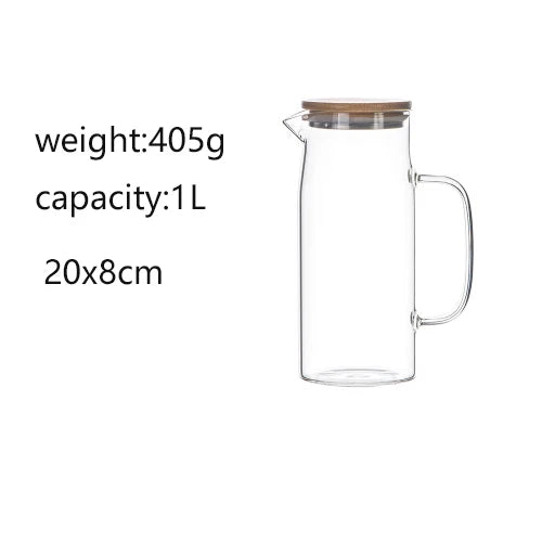 EcoNest Glass Kettle with Bamboo Lid – Eco-Friendly 1000ML/1500ML Juice and Coffee Pitcher