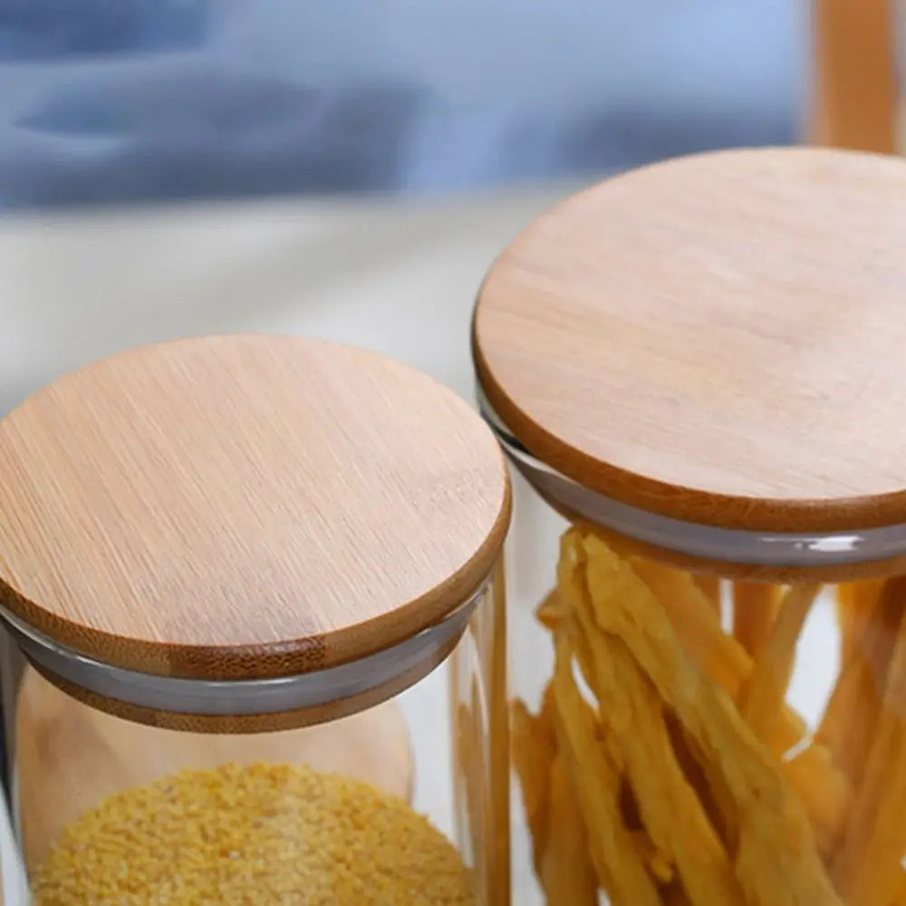 EcoNest Kitchen glass storage jar with bamboo lid – airtight and eco-friendly container for pantry organization
