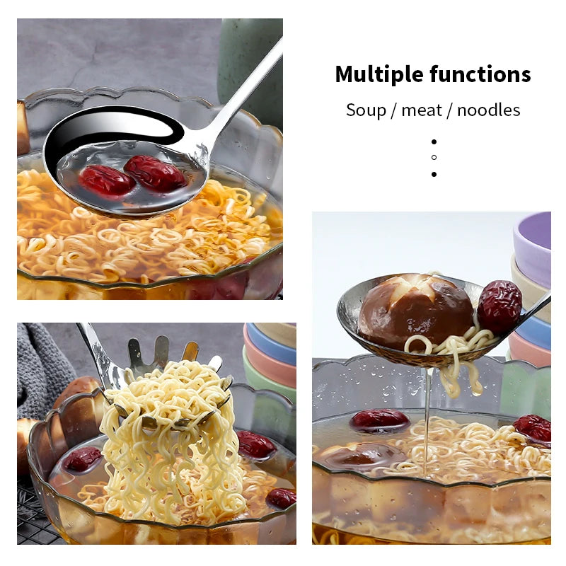 EcoNest Kitchen Bamboo Handle Stainless Steel Colander Spoon for noodles and soup