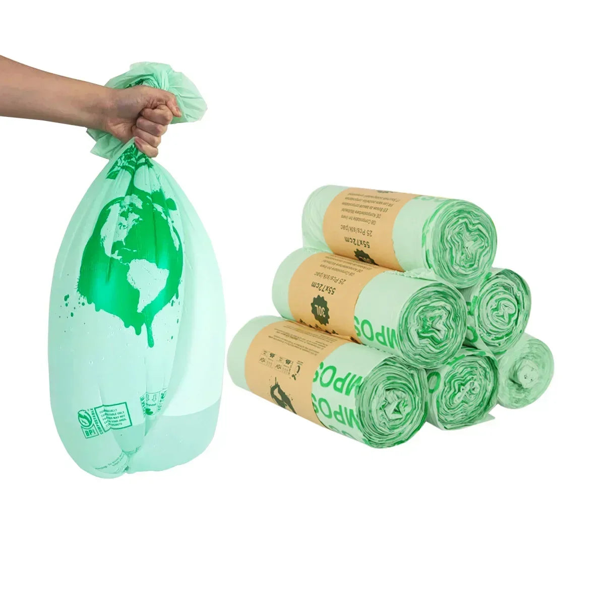 EcoNest Kitchen biodegradable trash bags – 50pcs compostable liners in 6L, 8L, 10L sizes for kitchen bins