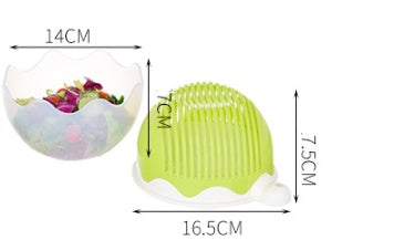 Green kitchen scrubber with dimensions labeled on a white background