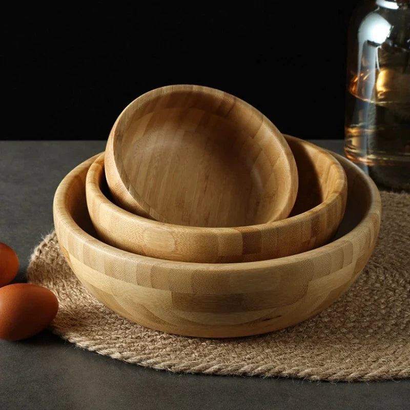 EcoNest Kitchen Large Natural Bamboo Salad and Noodle Mixing Bowl, eco-friendly and chemical-free